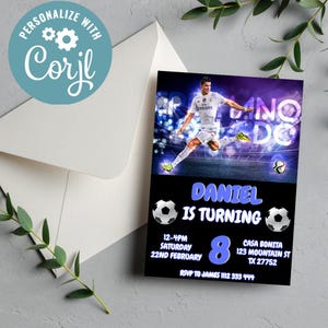 Invitation d'anniversaire modifiable de Cristiano Ronaldo, téléchargement immédiat/invitation numérique de partie de football/invitation d'anniversaire CR7/anniversaire de Ronaldo