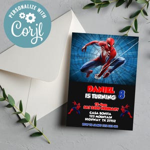 Editable Spiderman Birthday Invitation | Digital Spiderman Invitation | Printable Spiderman Invitation | Spiderman Instant Download Invite