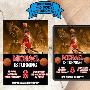 Editable Michael Jordan Birthday Invite | Michael Jordan Digital Invitation | Michael Jordan Birthday Card | Basketball Birthday Invitation