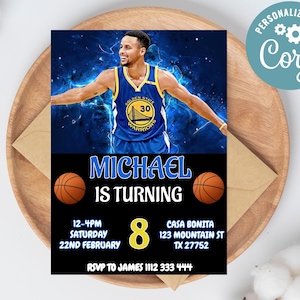 Editable Steph Curry Birthday Invitation | Steph Curry Digital Invitation | Steph Curry Invitation Template | Basketball Birthday Invite