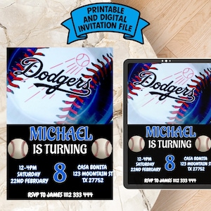 Editable LA Dodgers Birthday Invitation | Digital LA Dodgers Invitation | LA Dodgers Birthday Card | Baseball Instant Birthday Invitation