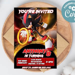 Editable Sonic The Hedgehog Birthday Invitation | Digital Sonic Invitation | Printable Sonic Invitation | Shadow The Hedgehog Invitation
