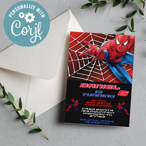 Editable Spiderman Birthday Invitation | Digital Spiderman Invitation | Printable Spiderman Invitation | Spiderman Instant Download Invite