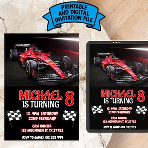Editable Ferrari Formula 1 Birthday Invitation | Digital Ferrari F1 Invitation | Formula 1 Birthday Card | Formula 1 Invitation Ferrari
