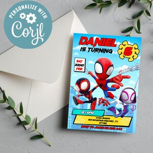 Editable Spiderman Birthday Invitation | Digital Spiderman Invitation | Printable Spiderman Invitation | Spiderman Instant Download Invite