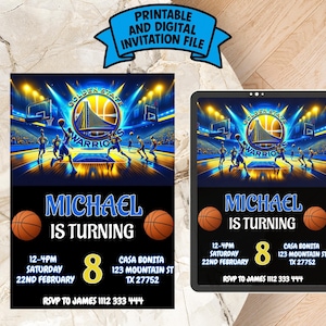 Editable Golden State Warriors Birthday Invitation | Digital Golden State Warriors Invitation | Warriors Birthday Card | Basketball Invite