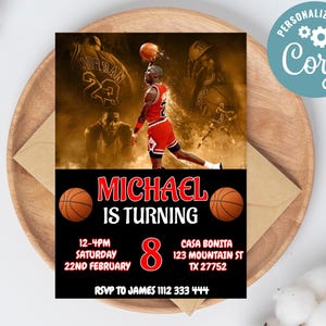 Editable Michael Jordan Birthday Invite | Michael Jordan Digital Invitation | Michael Jordan Birthday Card | Basketball Birthday Invitation