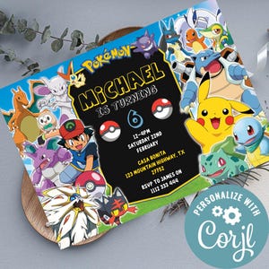 Veränderbare Pokemon-Geburtstagseinladung | Digitale Pokemon Einladung | Druckbare Pokemon Einladung | Pokemon Geburtstags-Instant Download einladen