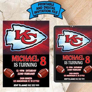 Editable Kansas City Chiefs Birthday Invitation | Digital Kansas City Chiefs Invitation | Kansas City Chiefs Birthday Card | Football Invite