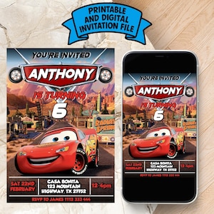Editable Lightning McQueen Birthday Invitation | Printable Lightning Mcqueen Birthday Invite | Digital Lightning McQueen Birthday invitate