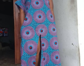 Maxi dress with slit Ankara print dress Birthday Dress Asoebi Reception Dress Engagement Dress Homecoming Dress Wedding Guest dress