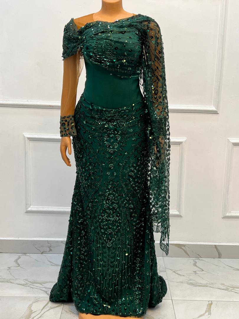 green and gold african dress Goldie Midi Green And Gold African Dress main image 1