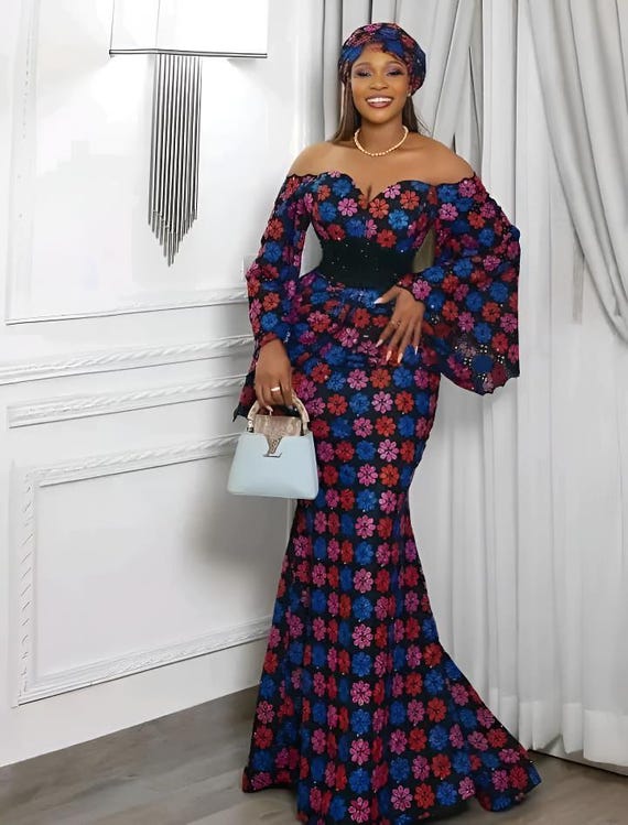 Ankara Print Mermaid Dress: African Wedding, Prom, or Birthday