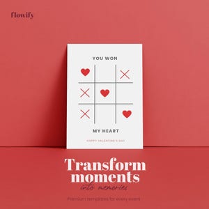 Modello minimalista per biglietto di San Valentino, design Canva modificabile, biglietto di San Valentino stampabile, download istantaneo