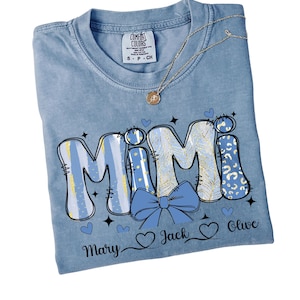 Personalized Mimi Shirt with Grandkids Names, Floral Mimi T-Shirt, Mimi Gifts, Mother&#39;s Day Shirt, Custom Kids Names Grandma Shirt, Mimi Tee
