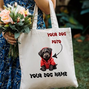 Custom Dog Tote Bag, Personalized Pet Photo Bag Dog Name Cotton Tote, Gift for Dog Lovers, Animal Lover Tote,Reusable Canvas Bag