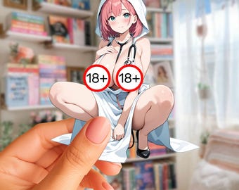 Sexy Doctor Waifu Sticker, Busty Anime Woman, Anime Girl Vinyl Decal