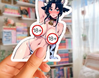 Anime Cow Girl Waifu Sticker, Sexy Anime Woman, Anime Girl Vinyl Decal