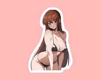 Anime Waifu Sticker, Sexy Busty Woman, Kiss-Cut Stickers for Laptop, Phone, Tablet, Water Bottle, Decal, gyatt