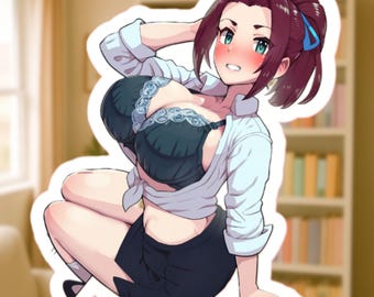 Sexy Anime Teacher Waifu Sticker, Busty Anime Woman Bikini, Anime Girl Vinyl Decal