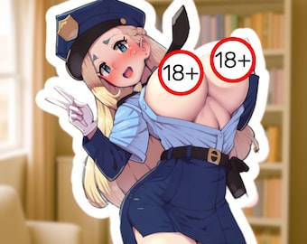 Sexy Anime Police Waifu Sticker, Busty Anime Woman, Anime Girl Vinyl Decal
