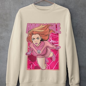 Sudadera unisex vintage de superhéroe de dibujos animados, sudadera con gráfico de mujer de cómic, sudadera de mujer fuerte, superhéroe de dibujos animados