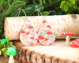 Mushroom Printed Acrylic Earrings