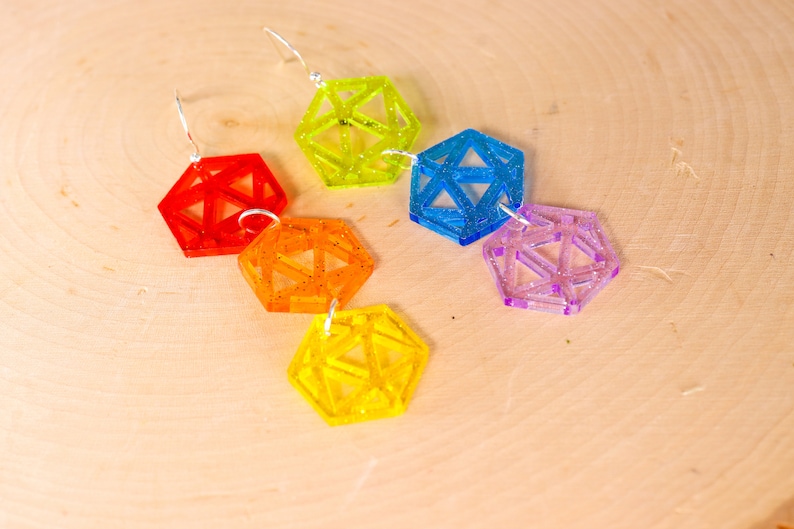 Rainbow D20 Acrylic Earrings image 8