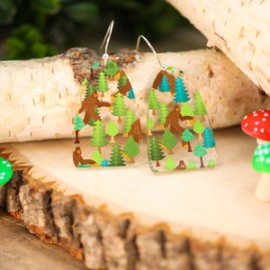 Hiding Bigfoot Forest Acrylic Earrings image 3