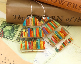 Library Bookshelf Earrings