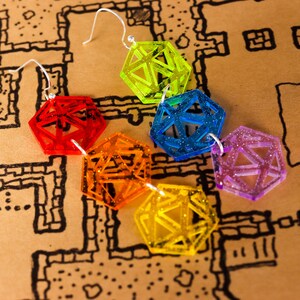 Rainbow D20 Acrylic Earrings image 4