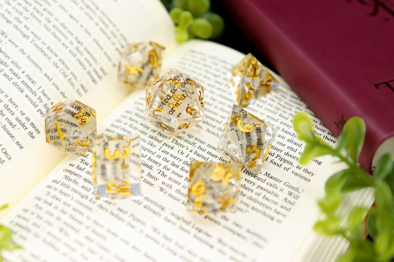 Book Wyrm Dice Polyhedral Dice with Book Pages image 4
