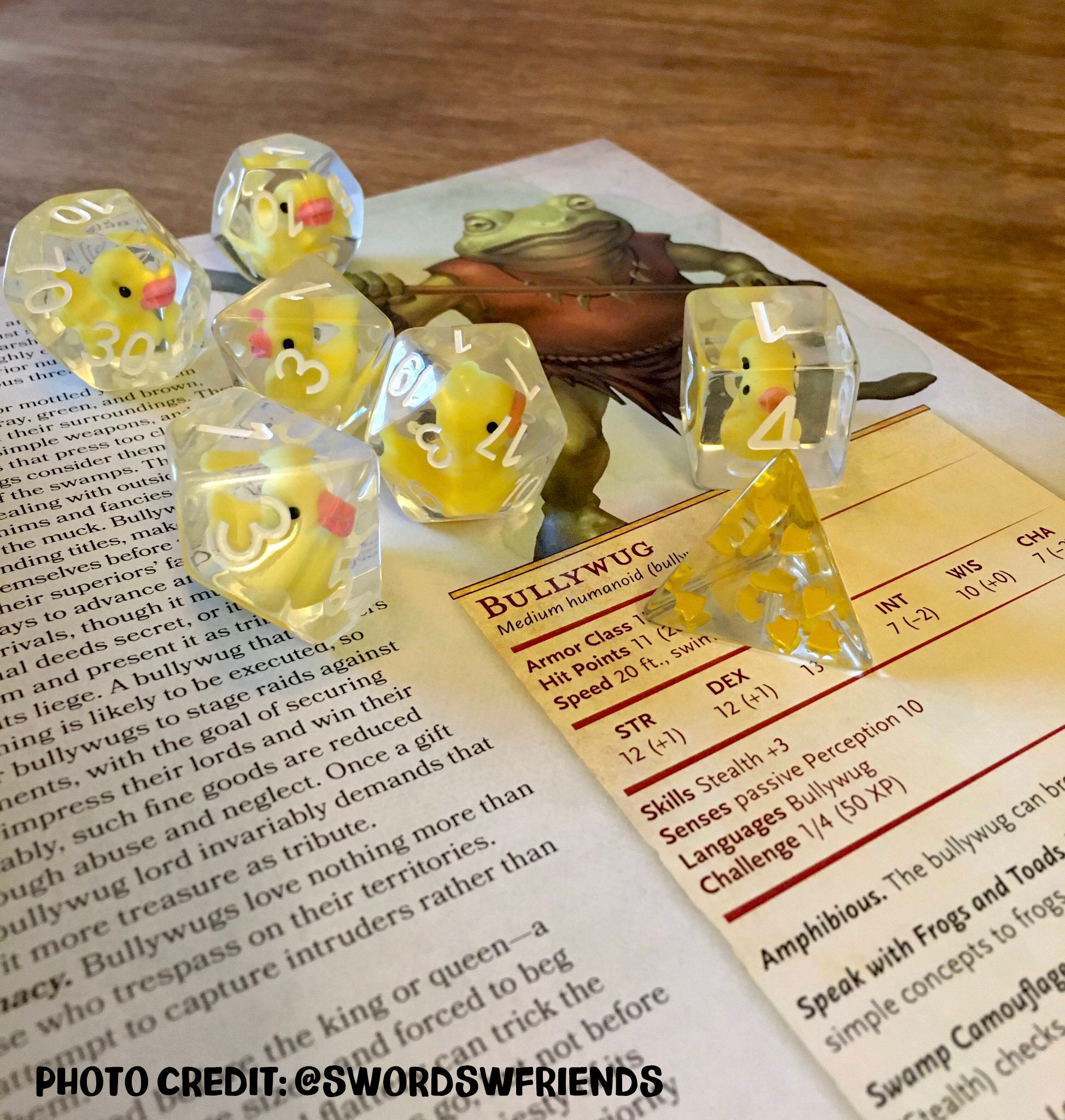 Lucky Ducks in a Row Dice Set- Polyhedral Dice, 8d6 Set, 10d10 Set- The Original Duckie Dice!