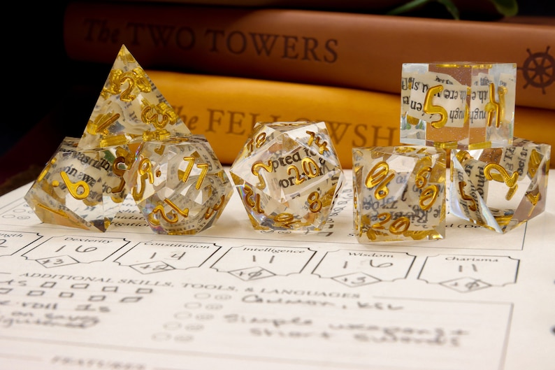 Book Wyrm Dice Polyhedral Dice with Book Pages image 1