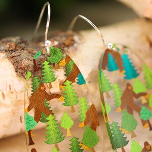 Hiding Bigfoot Forest Acrylic Earrings image 6