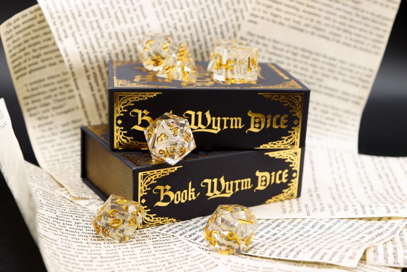 Book Wyrm Dice Polyhedral Dice with Book Pages image 10