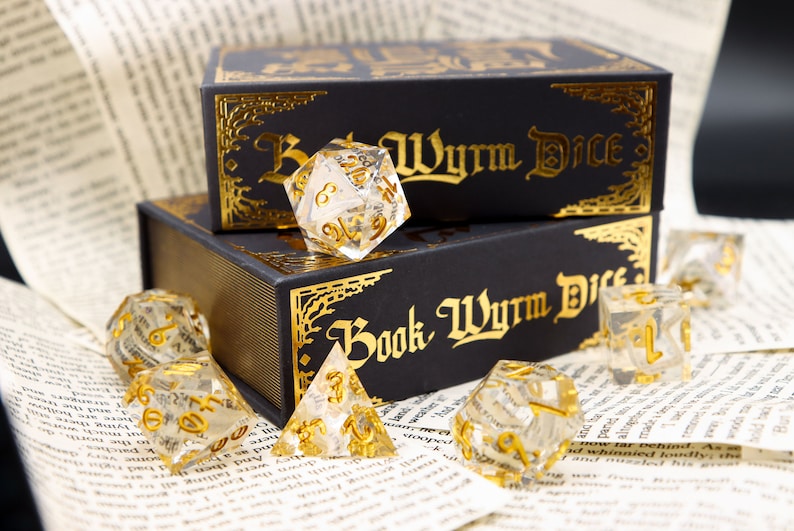 Book Wyrm Dice Polyhedral Dice with Book Pages image 9