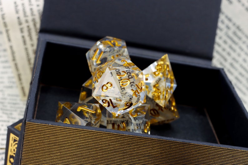 Book Wyrm Dice Polyhedral Dice with Book Pages image 5