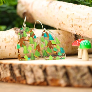 Hiding Bigfoot Forest Acrylic Earrings image 2