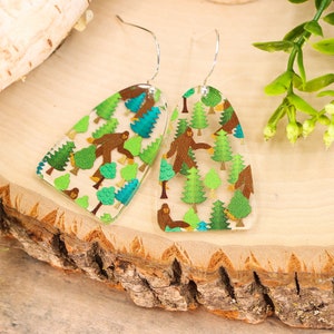 Hiding Bigfoot Forest Acrylic Earrings image 7