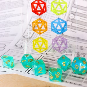 Rainbow D20 Acrylic Earrings image 3