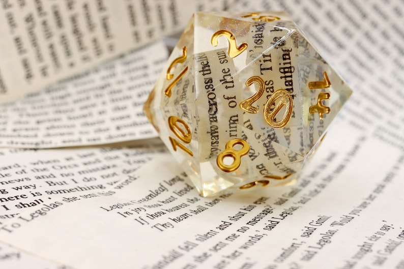 Book Wyrm Dice Polyhedral Dice with Book Pages image 6