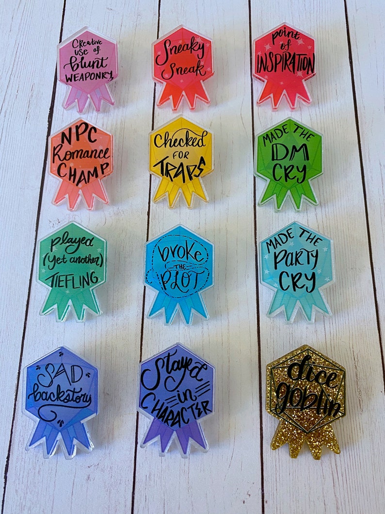 Tabletop Merit Badge Acrylic Pins D&D Pins image 3