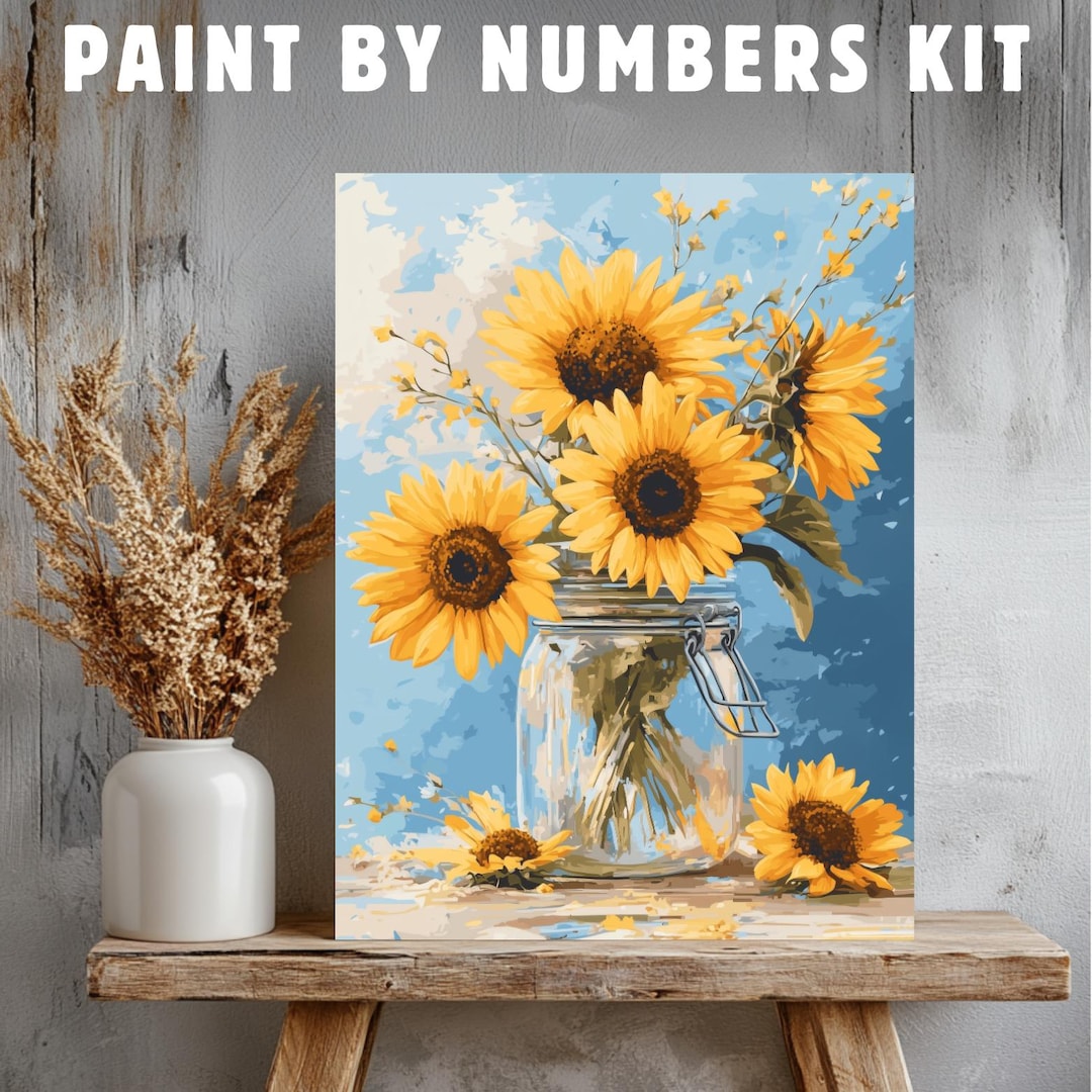 Sunflowers Adult Paint by Numbers Canvas Kit, Flowers Diy Paint by ...