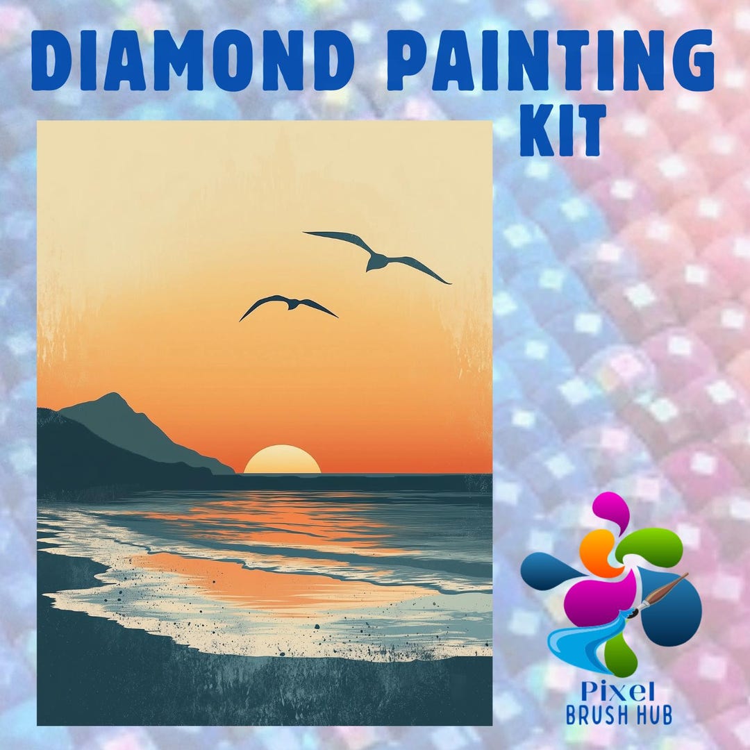 Beach Sunset Diamond Painting Kit for Adults – Diamond Art Kit, Custom ...