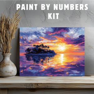 Sea Island Landscape Adult Paint By Numbers Canvas Kit, Diy Paint By Number Kit, Coloring Numbered, Color By Number For Adults Painting set