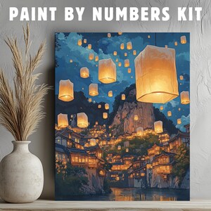 Lantern Dream Adult Paint By Numbers Canvas Kit, Diy Paint By Number Kit, Coloring Numbered, Color By Number For Adults, Painting set