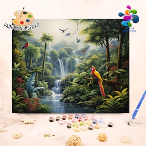 Landscape Nature Paint By Numbers Kit, Painting Kit, Colorful Diy Paint Party, Adult paint by number canvas, Coloring Numbered