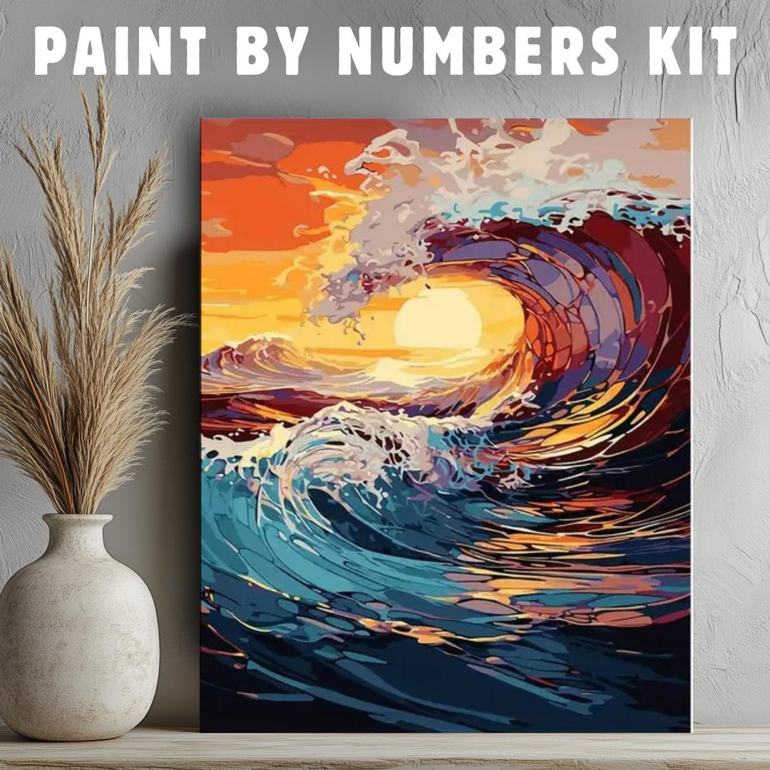 Wave Sea Sunset Adult Paint by Numbers Kit for Adults, Canvas Kit, Diy ...
