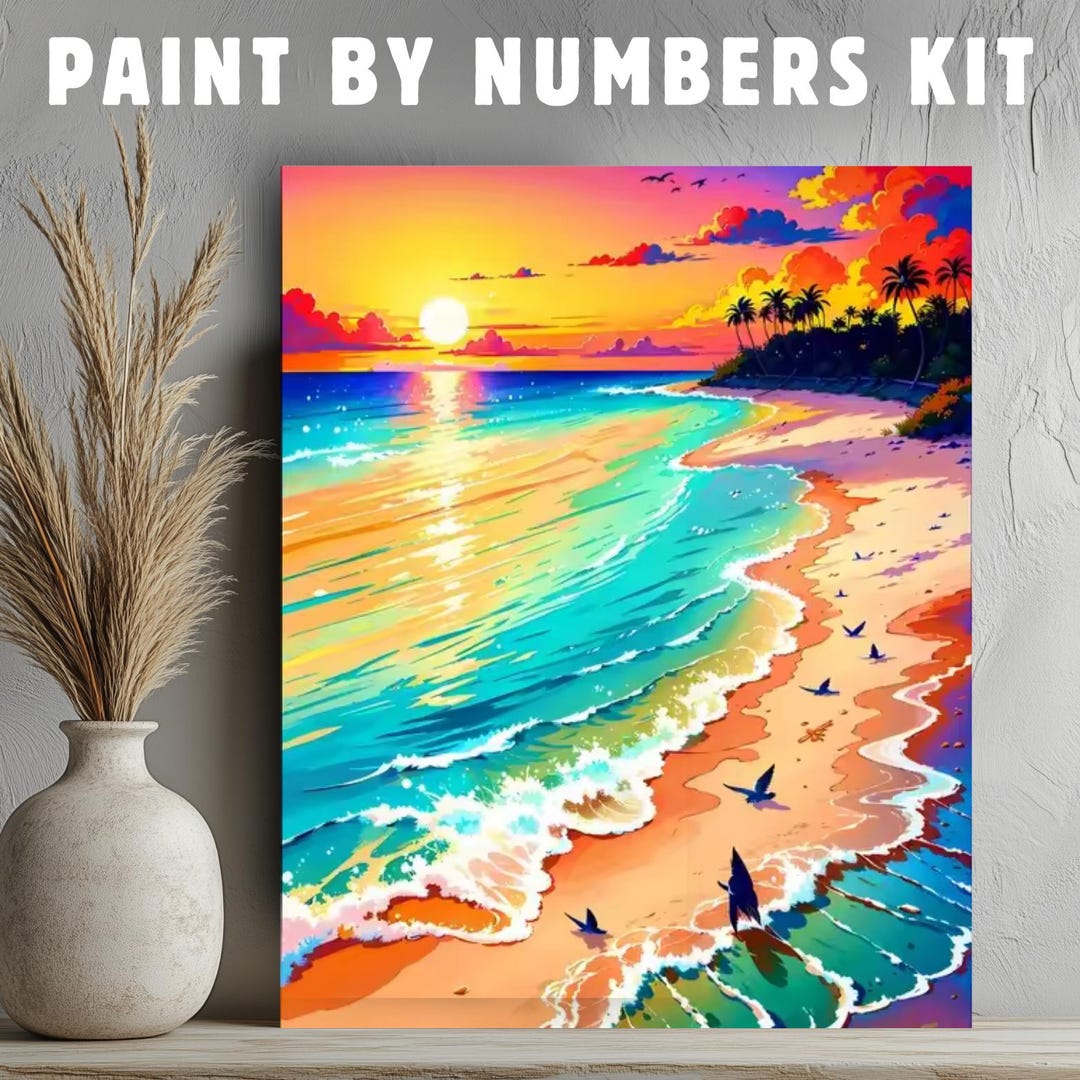 Sea Beach Sunset Landscape Adult Paint by Numbers Kit for Adults ...